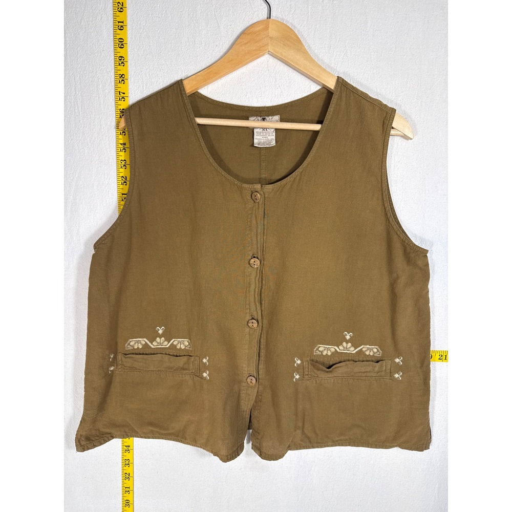 Alejandro Julian Nunez Vest Womens XL Brown Mexican Artisan Indie Cotton